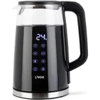 Livoo DOD198, 1,7 l, 2200 W, Schwarz, Glas, Edelstahl, Regelbare Temperatur, Wasserstandsanzeige