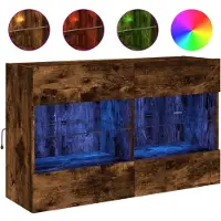vidaXL TV-Wandschrank mit LED-Leuchten Räuchereiche 98,5x30x60,5 cm