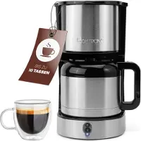 Clatronic Kaffeemaschine mit Thermoskanne für 8–10 Tassen Kaffee (ca. 1,2L) | Filterkaffeemaschine Edelstahl | doppelwandige Thermoskanne | kein Temperaturverlust | Kaffeemaschine 800W | KA 3805