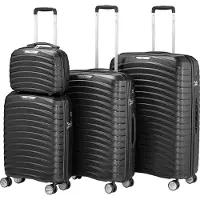 Zelsius Koffer Set 4 Stück, Schwarz, Reisekoffer mit TSA Zahlenschloss und Innen Trennwand