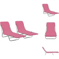 vidaXL Klappbare Sonnenliegen 2 Stk. Stahl und Stoff Rosa - Sonnenliegen