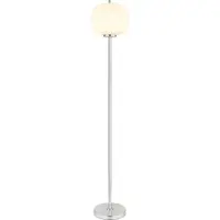 Globo Lighting Stehleuchte Metall Nickel matt, Glas opal, Fußtrittschalter im Kabel, ø: 300mm, H: 1600mm, Kabellänge 1800mm, exkl. 1x E27 60W 230V