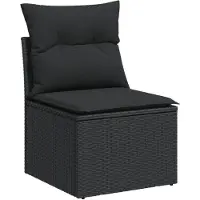 vidaXL Gartensofa ohne Armlehnen mit Kissen Schwarz Poly Rattan