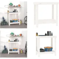 vidaXL Werkbank Weiß 80x50x80 cm Massivholz Kiefer - Werkbank - Werkbänke - Lagerbank - Garagenarbeitstisch