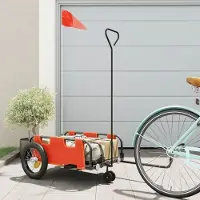vidaXL Design Fahrradanhänger Orange Oxford-Gewebe und Eisen, Fahrradanhänger 2024 Neu