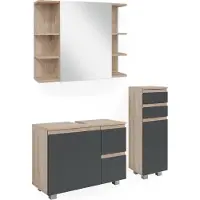 Vicco Badmöbel-Set J-Shape Sonoma 3 Teile, mit Midischrank, Model 40124