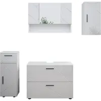Vicco Badmöbel-Set Irma Weiß Hochglanz 4 Teile, Model 39586