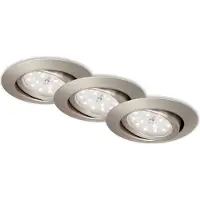 Briloner LED Einbauleuchte 3er Set schwenkbar IP23 Ø8,2cm 3W Matt-Nickel Metall