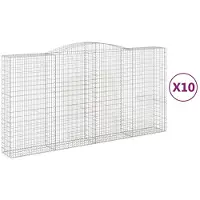 vidaXL Gabionen mit Hochbogen 10Stk. 400x50x200/220cm Verzinktes Eisen