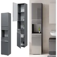 Vicco Badschrank Fredd Anthrazit Hochglanz 36.4 x 190.5 cm, Model 29927
