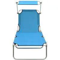 vidaXL "Klappliege/Sonnenliege HOMMIE - Gartenliege - Gartenmöbel - mit Sonnendach Stahl Türkisblau - 189x58x27 cm NeuMöbel 3984949