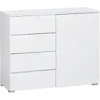 Bega Kommode Spice, Weiß, Weiß Hochglanz, Kunststoff, 1 Fächer, 4 Schublade(n) Schubladen, 100x80x40 cm, Beimöbel erhältlich, Wohnzimmer, Kommoden & Sideboards, Kommoden