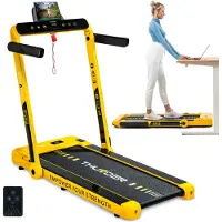 Thunder RACE-GOLD Laufband 14 km/h klappbar Walking Pad 2 PS bis 130 kg LED Bluetooth App Heimtrainer