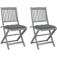 Prolenta Maison Exclusive - Klappbare Gartenstühle 2 Stk. mit Kissen Massivholz Akazie