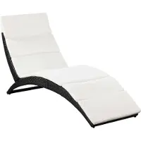 Syfax Klappbare Sonnenliege mit Auflage Poly Rattan Schwarz