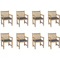 vidaXL Cloris Designermöbel Gartenstühle 8er Set mit Anthrazit Kissen Massivholz Teak 2024 Neu