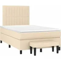 Syfax Boxspringbett mit Matratze Creme 120x190 cm Stoff