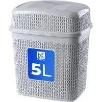 Kadax Kosmetikeimer aus Kunststoff "Tonni", Abfalleimer mit Schwingdeckel, Mülleimer für Bad, Grau, 5L