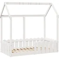 Syfax Kinderbett Hausbett Weiß 70x140 cm Massivholz Kiefer