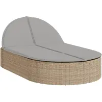 vidaXL Doppel-Sonnenliege mit Auflagen Beige Poly Rattan