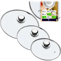 Kadax Topfdeckel "Vicenza", hitzebeständiger Deckel-set aus Glas mit griff, drei Größen (22+26+30 cm)