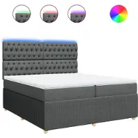 Syfax Boxspringbett mit Matratze Dunkelgrau 200x200 cm Stoff