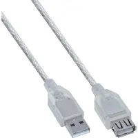 InLine USB 2.0 Verlängerung, St/Bu, Typ A, transparent, 5m, 5 m, USB A, USB A, Stecker/Buchse, 0,48 Gbit/s, Transparent