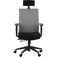Stema Drehbarer ergonomischer Bürostuhl RIVERTON F/H, verstellbare Armlehnen, Kopfstütze, verschiebbarer Sitz (vorne-hinten), Schwarz/Grau