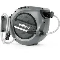 Wiltec XPOtool Schlauchtrommel, Wand Schlauchbox mit Aufroll-Automatik und 20m Wasserschlauch, Gartenbewässerung