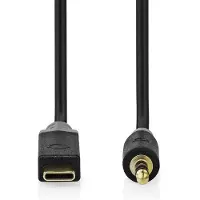 Nedis USB-C Adapter - USB 2.0 - USB-C Stecker - 3.5 mm Stecker - 1.00 m - Rund - Vergoldet - PVC - Schwarz - Box