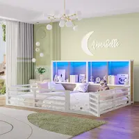 STILVORA 140x200 Kinderbett mit Zaun,Jugendbett mit Staufach und Bettseite,Plattformbett mit Lattenrost,mit Matratze,Weiß