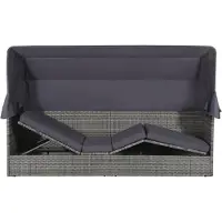 vidaXL "Winterschlussverkauf "Liegestuhl HOMMIE - Gartenliege - Outdoor-Lounge-Bett - mit Baldachin Grau 205×62 cm Poly Rattan - 205x62x124 cm NeuMöbel 6256749