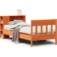 Syfax Massivholzbett mit Regal ohne Matratze Wachsbraun 100x200 cm