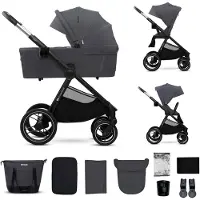 Kinderkraft NEA 2 - Kinderwagen 2-in-1 - bis 27 kg - Babywanne & Buggy - pannensichere Räder - wasserdichtes Verdeck UPF50+ - faltbar wendig - Grau