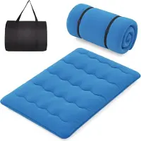 Costway Matratze mit waschbarem Bezug und Tragetasche, Tatami-Matte faltbar, Bodenmatratze 140x200cm Blau