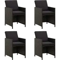 Syfax Gartenstühle mit Kissen 4 Stk. Poly Rattan Schwarz