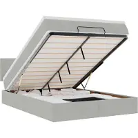 Syfax Ottoman-Bett mit Matratze & LEDs Hellgrau 140x190 cm Samt