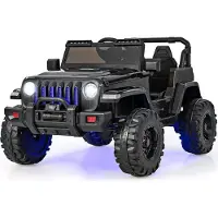 Costway 12V Kinder Elektroauto mit 2,4G-Fernbedienung, 2,6-6 km/h, für Kinder ab 3 Jahre (Schwarz)