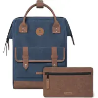 Cabaia Freizeitrucksack Rucksack mit Laptopfach Adventurer Waxed Baumwolle Backpack 18L Montalivet dunkelblau