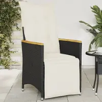 vidaXL Design Gartensessel Verstellbar mit Kissen Schwarz Poly Rattan, Gartenstühle 2024 Neu