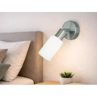 Meine Wunschleuchte Klassischer LED Wandstrahler Silber mit Glasschirm Weiß, schwenkbar, Höhe 17,5cm