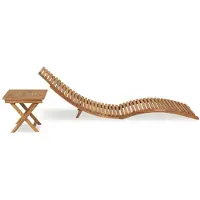 vidaXL "2026 Aktion"Liegestuhl HOMMIE - Gartenliege - lappbare Sonnenliege - mit Tisch Massivholz Teak - 175x50x55 cm DEMöbel 4893050