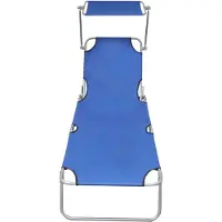 vidaXL Möbel Klappliege/Sonnenliege HOMMIE - Gartenliege - Gartenmöbel - mit Sonnendach Blau Aluminium - 188,5x57,5x27 cm Top9423438