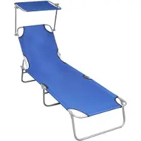Syfax Klappliege mit Sonnendach Blau Aluminium
