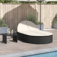 vidaXL "im " Doppel-Sonnenliege - 2-Personen-Liegestuhl - für den Garten - mit Kissen Schwarz Poly Rattan - Gartenliegen CC16968