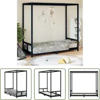 The Living Store Kinderbett Schwarz 80x200 cm Massivholz Kiefer