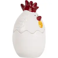 Clayre & Eef Glastopf Huhn Ø 8x14 cm Weiß Glas