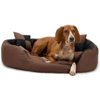 Lionto Hundebett, stilvolles 4-in-1 Hundekörbchen, wasserabweisend, kratzfest & pflegeleicht, 85x70 cm, schwarz/braun