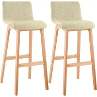 DELUKE 2er Set Barhocker TENAR - Stoff Creme 41x46x102 cm Braun | Barstuhl Mit Lehne Tresenhocker Tresenstuhl Kneipenhocker Kneipenstuhl