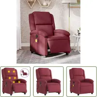 The Living Store Massagesessel Elektrisch Weinrot Stoff